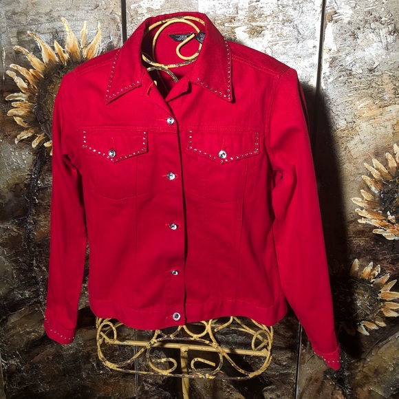 JBM Sport Red Denim Ladies Jacket - Picture 1 of 4